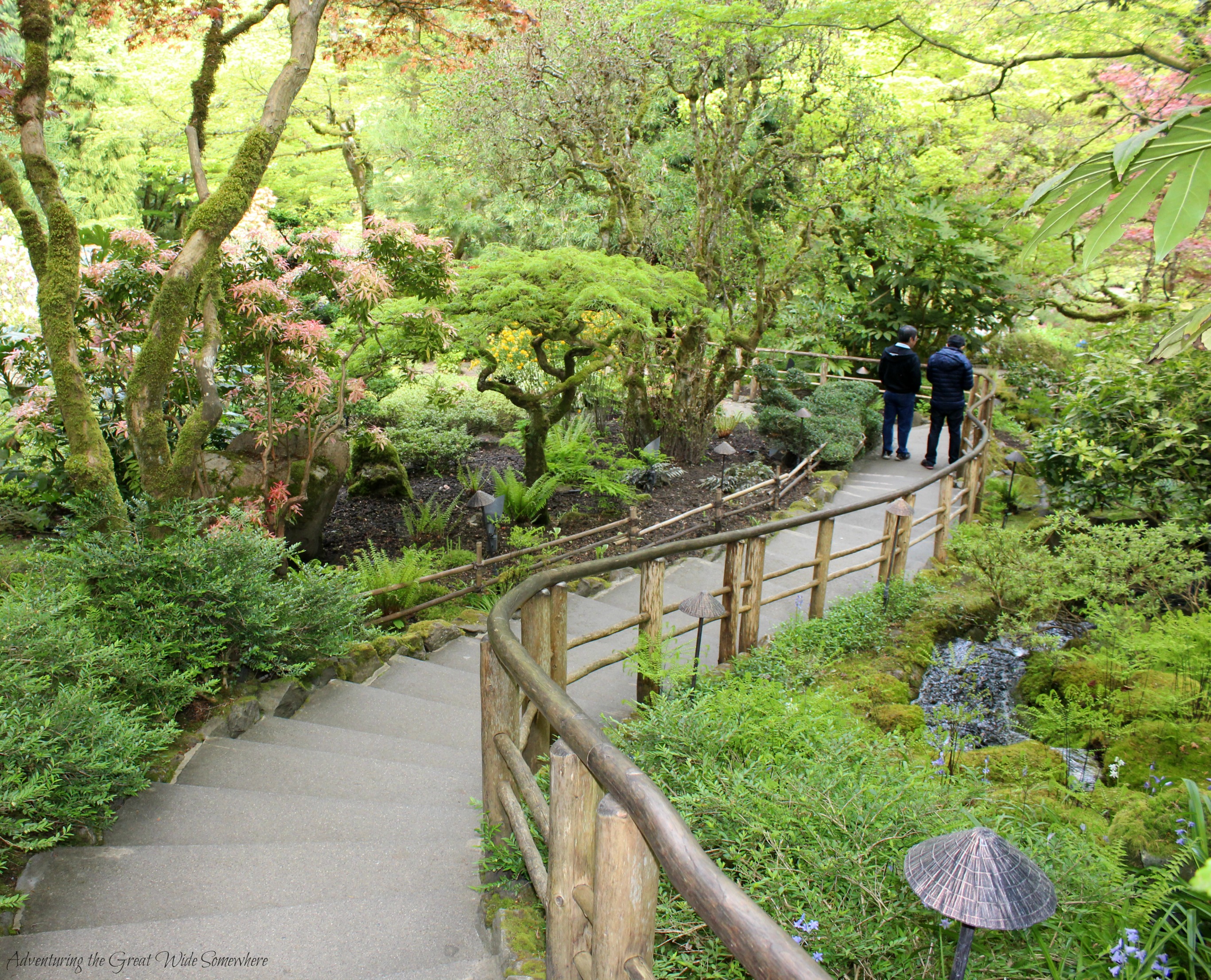 A Graceful Staircase Curves Through the Japanese Garden at Butchart Gardens