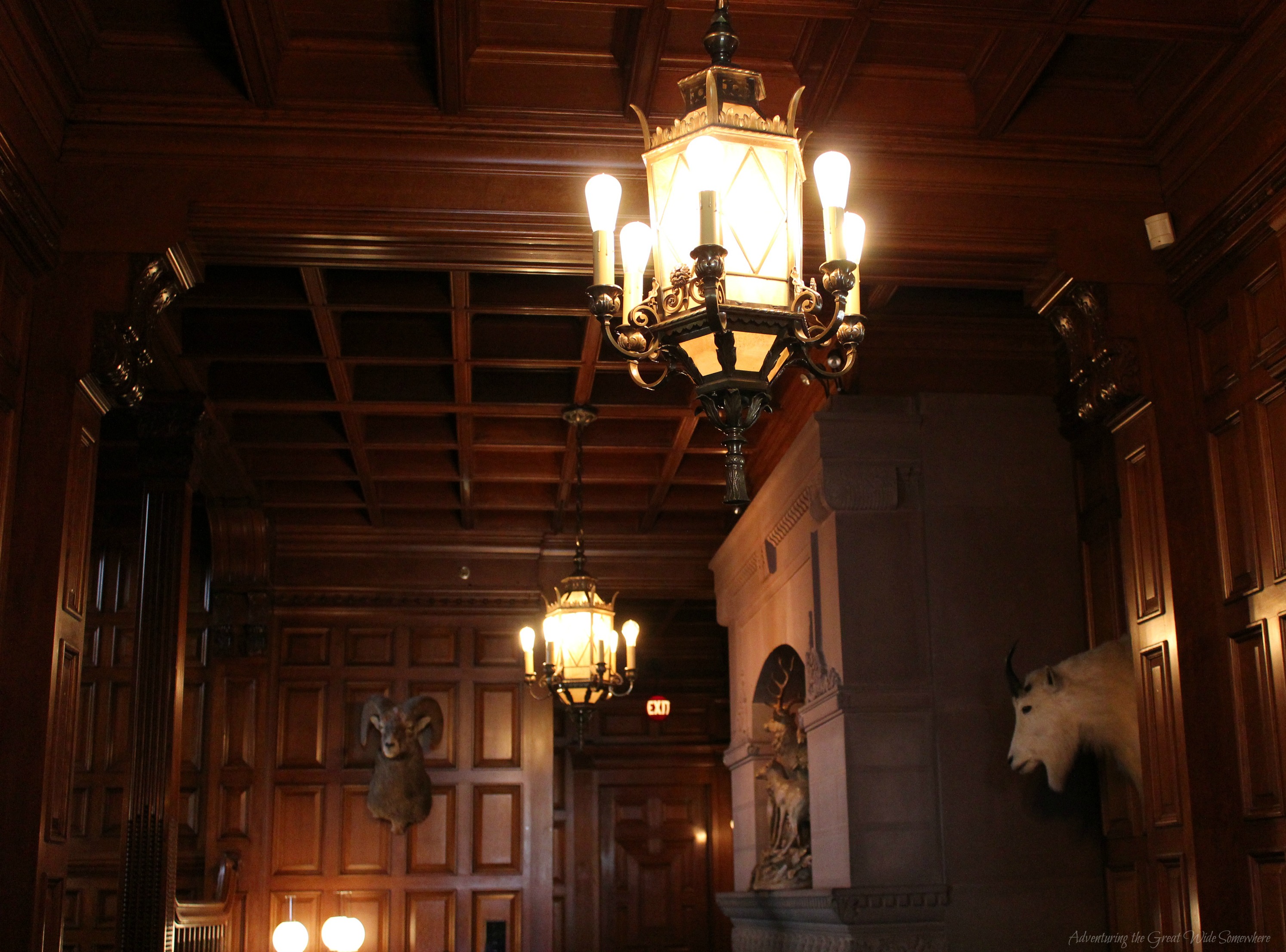 First Floor Entry to Craigdarroch Castle, Featuring Warm Wooden Walls and Intricate Paneling