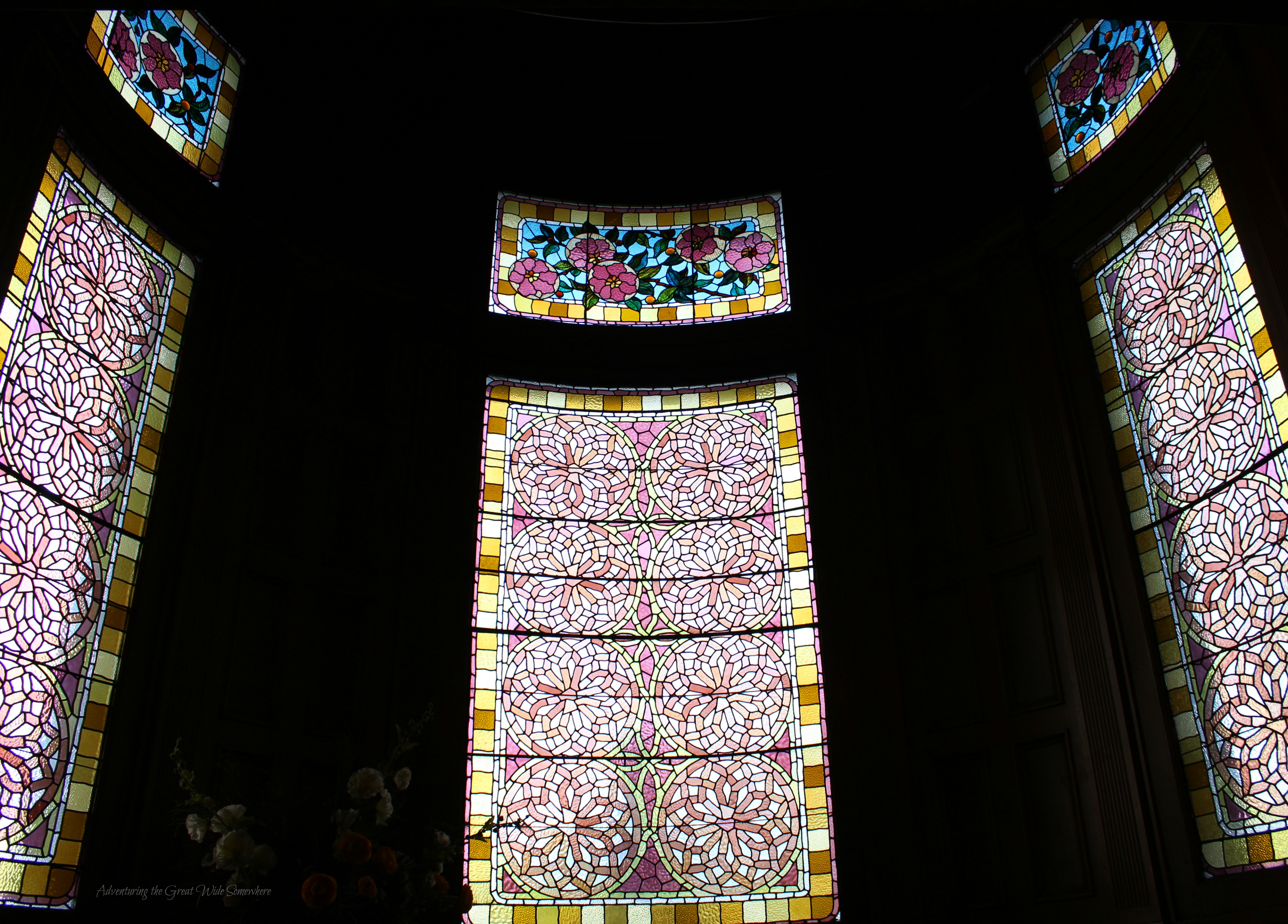 Rose Stained Glass Windows on the Landing of Craigdarroch Castle